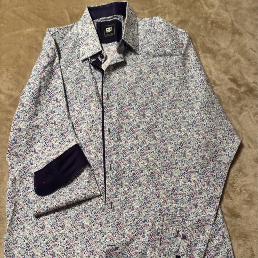 Bachrach Paisley Shirt with Purple Details